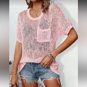 SHEIN Pink Short Sleeve Knit Top